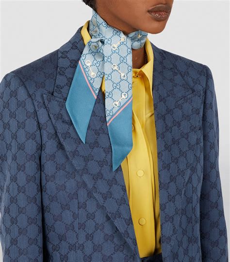 gucci blue silk scarf